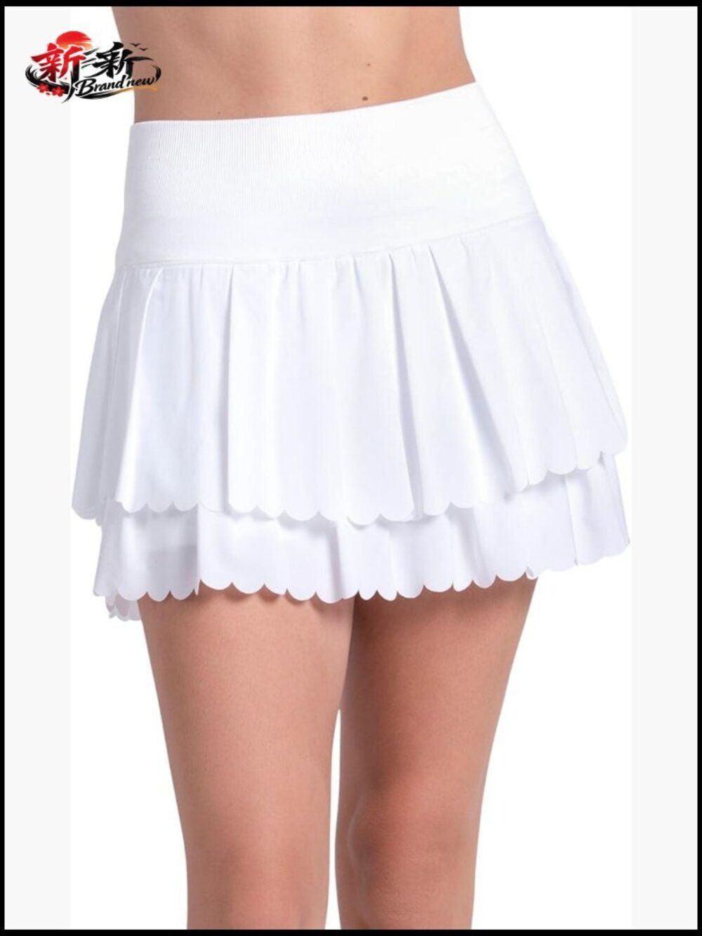 Performance Tennis Skirt with Laser-Cut Wave Pleats and Built-In Shorts